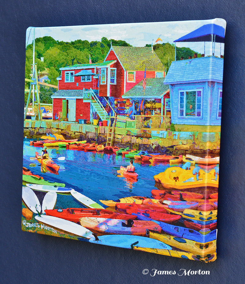 Rockport MA North Shore Kayak - Stretched Canvas Art Print 12in x 12in - Ready to Ship