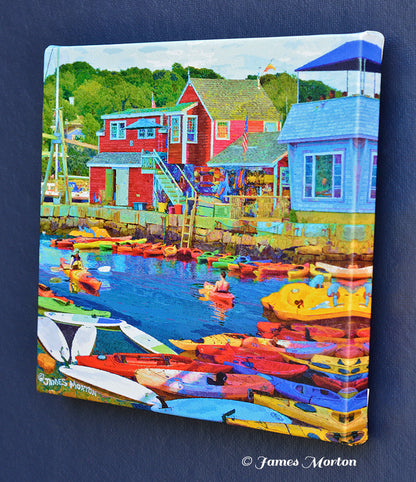 Rockport MA North Shore Kayak - Stretched Canvas Art Print 12in x 12in - Ready to Ship
