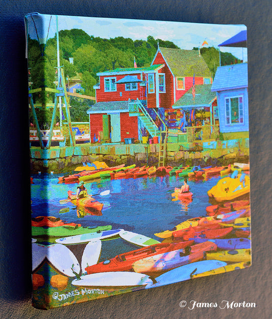 Rockport MA North Shore Kayak - Stretched Canvas Art Print 12in x 12in - Ready to Ship