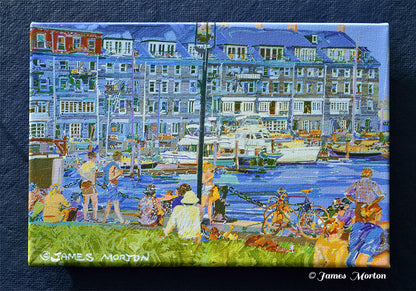 12x8 canvas print of Commercial Wharf Boston featuring yachts and boats on the waterfront near Christopher Columbus Park and Boston Harbor.