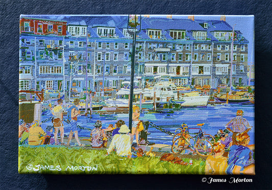 12x8 canvas print of Commercial Wharf Boston featuring yachts and boats on the waterfront near Christopher Columbus Park and Boston Harbor.
