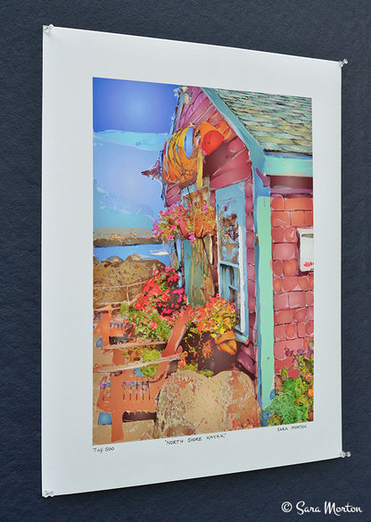 Print of Rockport MA. North Shore Kayak Shop in Bearskin Neck - 16in x 20in - Art Print on Watercolor Paper