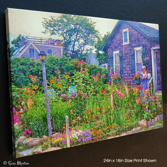 Left Side Detail of Rockport Massachusetts Canvas Art – Antique Garden Print 