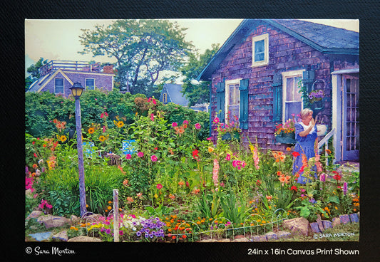 Rockport MA Fine Art Canvas Print of Bearskin Neck Garden – Front View 
