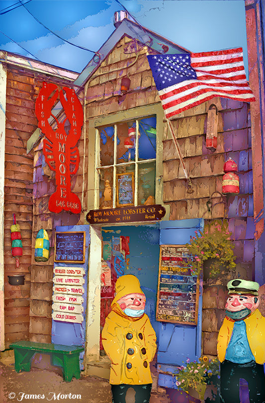 Rockport, MA, Fine Art  Print of the Roy Moore Lobster Company Fish Market in Bearskin Neck .

