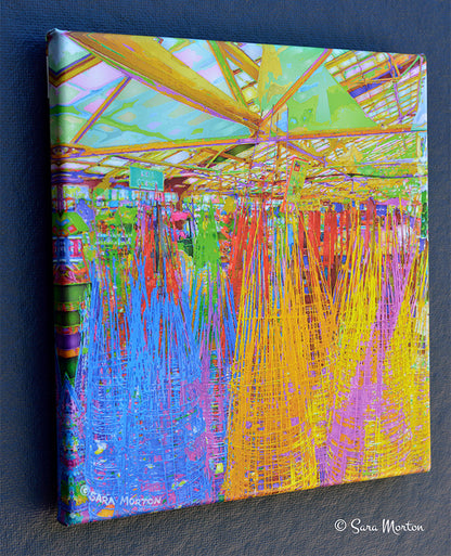 Abstract Art of Tomato Cages - Stretched Canvas Print 12in x 12in - Ready to Ship