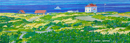 Truro Horizon painting by James Morton — panoramic view of Truro sand dunes, Ballston Beach, and Cape Cod shoreline, fine art giclée print on canvas