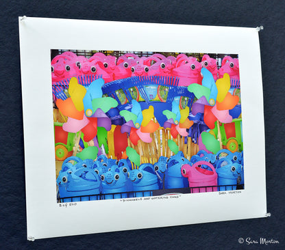 Fine Art Print | Gardening Wall Art | Rainbow Pinwheels | Kids Gardening tools | 18in x 12in Fine Art Paper Print | Happy